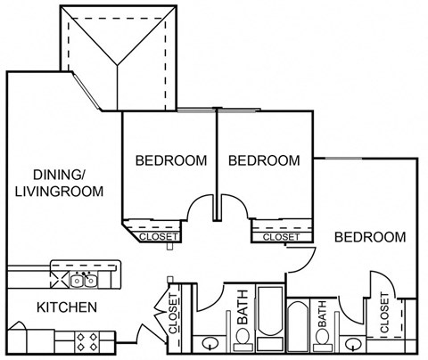 3 Bedroom 2 Bathroom Floor Plan